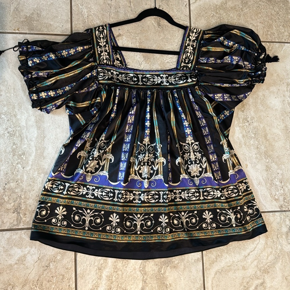 Lane Bryant Plus Size 22/24 UNIQUE Blouse Adjustable sleeves Shimmer Boutique